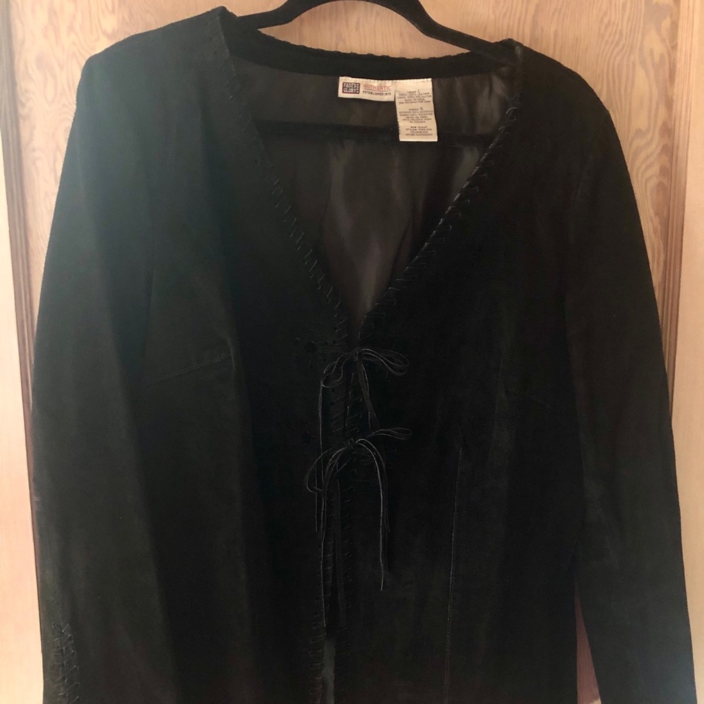 Black suede hippie jacket L